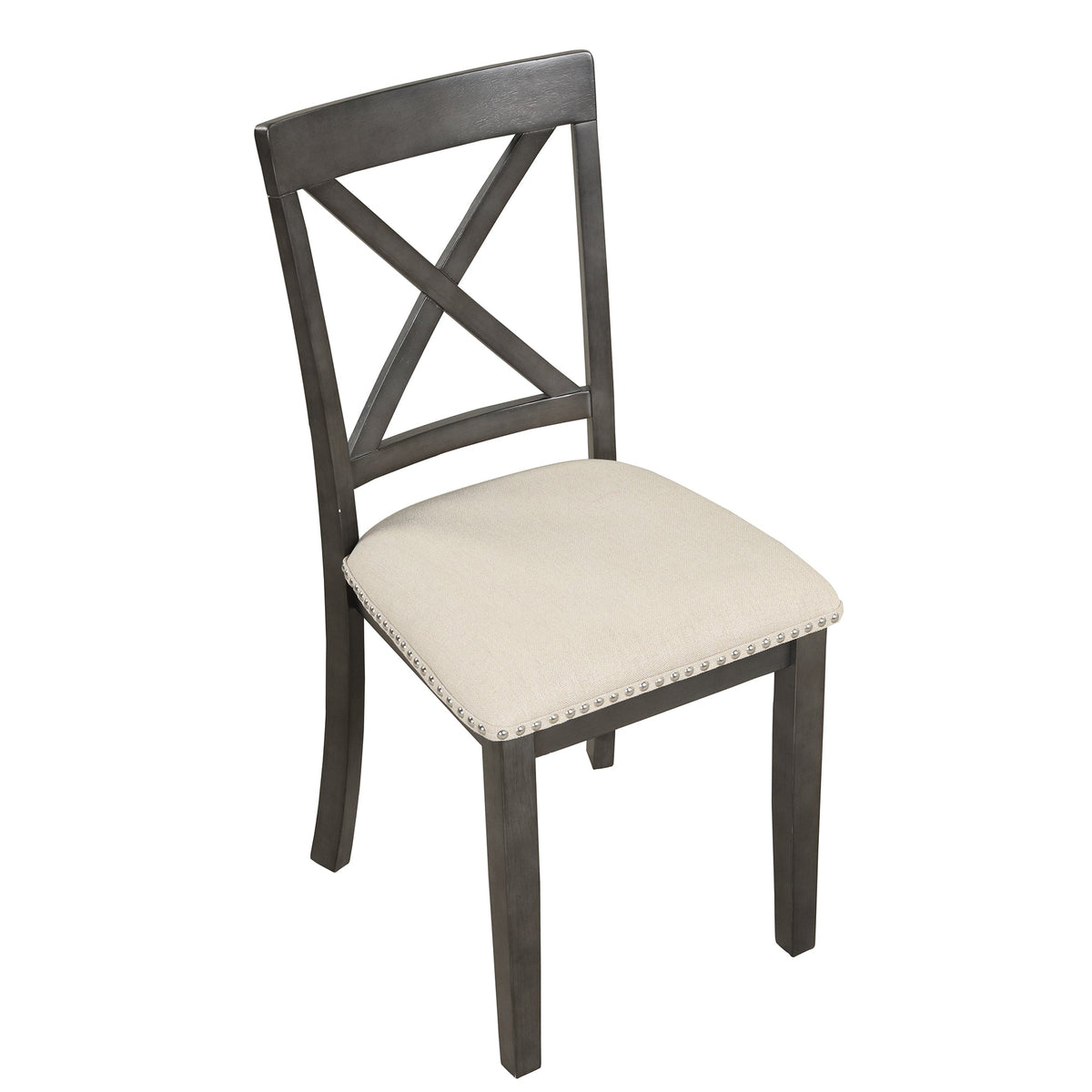 Round Marble-Look Dining Table Set for 4 with Padded Chairs