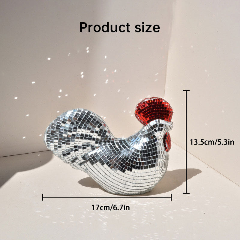 Mirror Mosaic Chicken Sculpture | Sparkling Table Decor