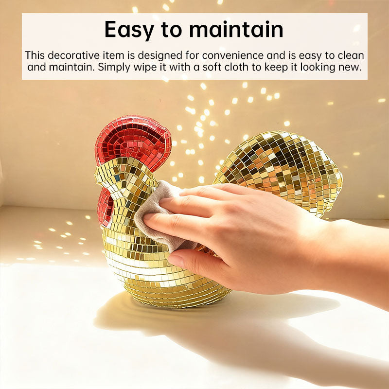 Mirror Mosaic Chicken Sculpture | Sparkling Table Decor