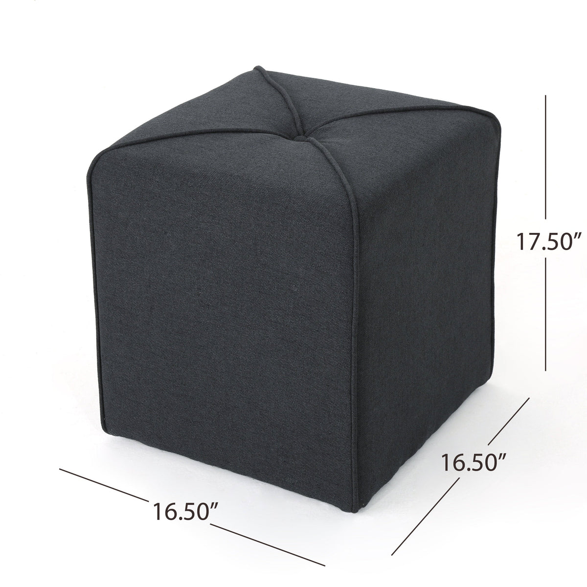 Square Upholstered Ottoman, Charcoal Tufted Footstool