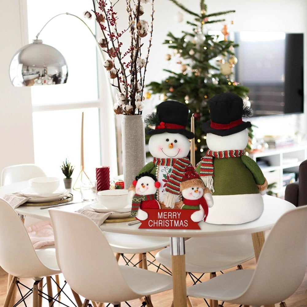 Santa Snowman Family Christmas Tabletop Decoration