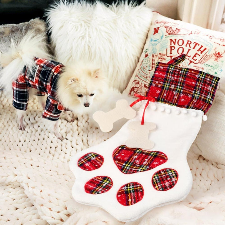 Paw-Shaped Christmas Stocking for Pet Holiday Gifts