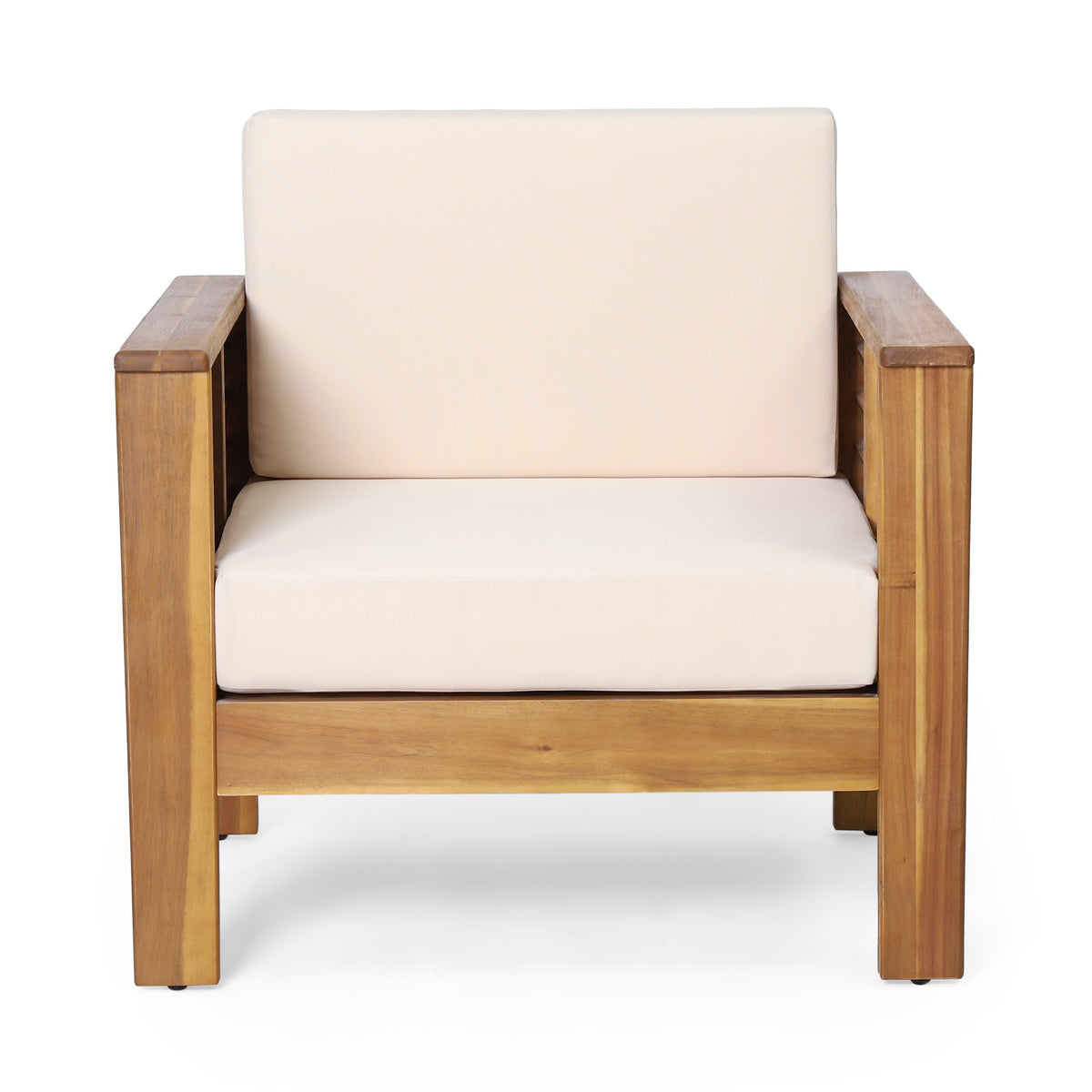 Solid Acacia Wood Outdoor Club Chair with Cushions