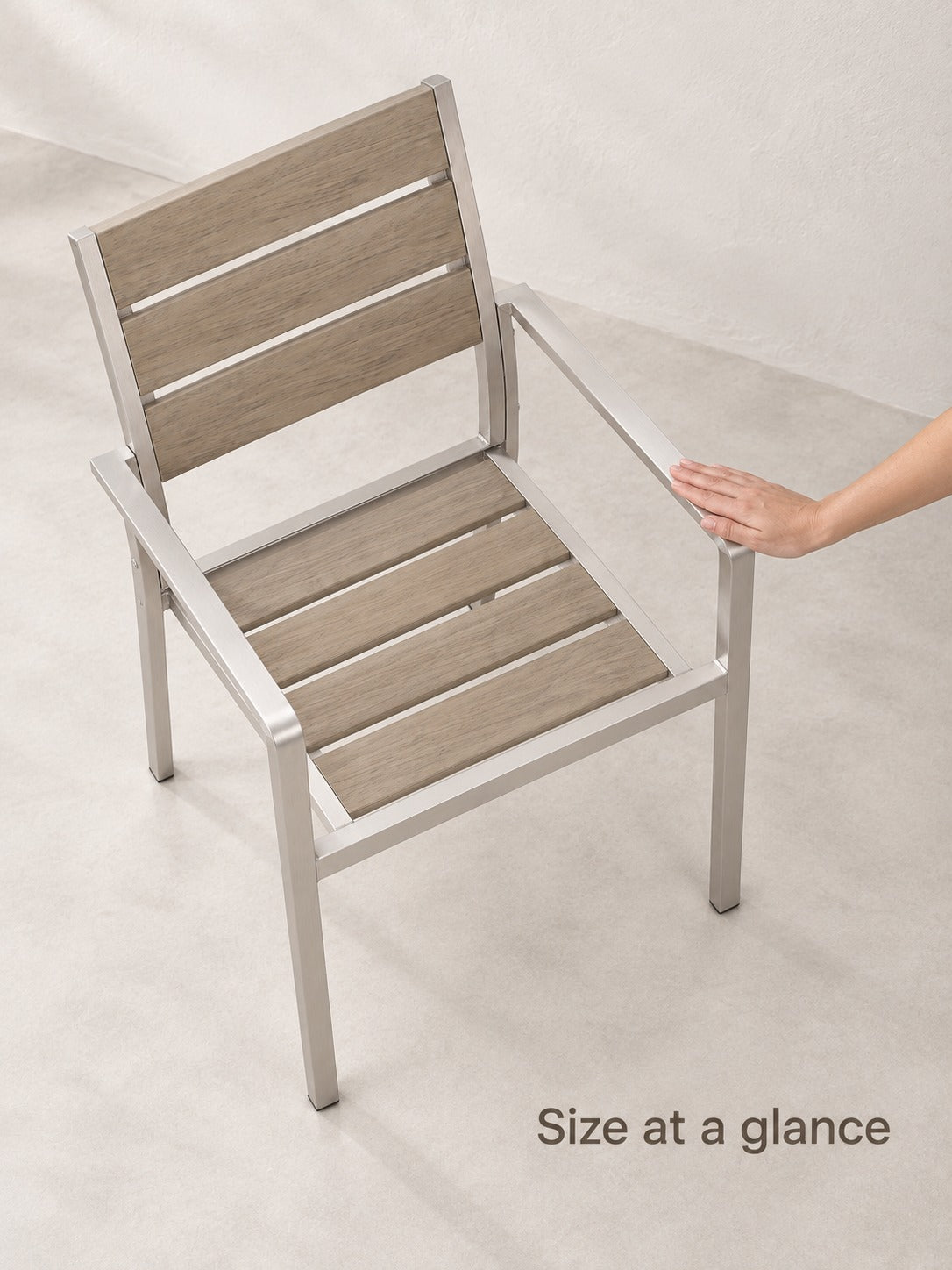 Set of 2 Outdoor Aluminum Dining Chairs, Faux Wood