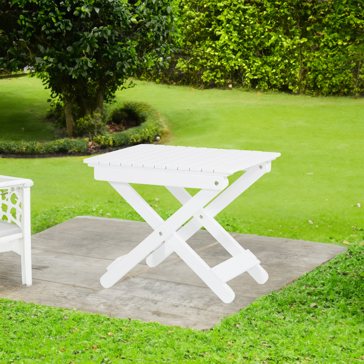 Folding Outdoor Wooden Side Table for Patio and Lawn