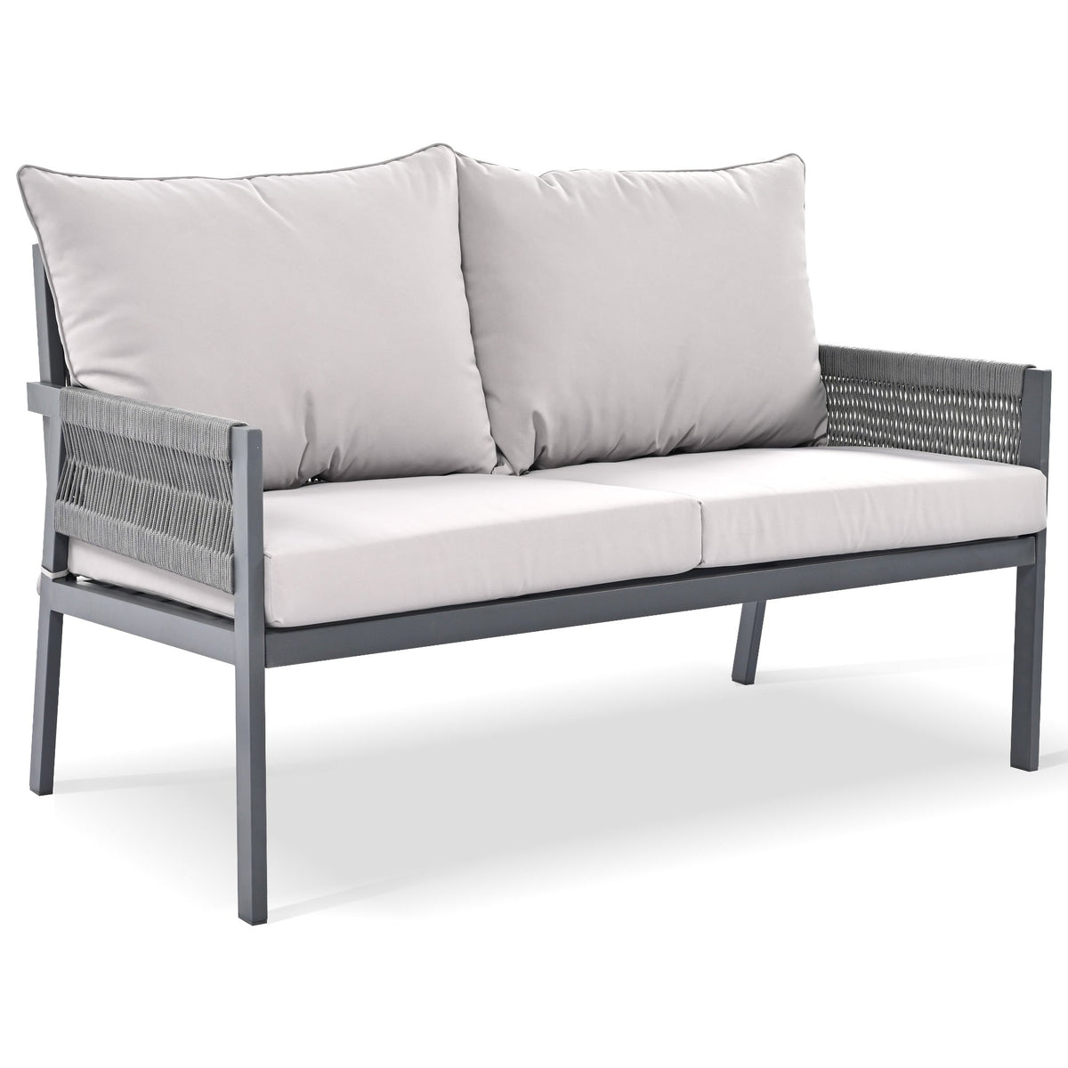 Outdoor Furniture Set with Glass Table & Thick Cushions