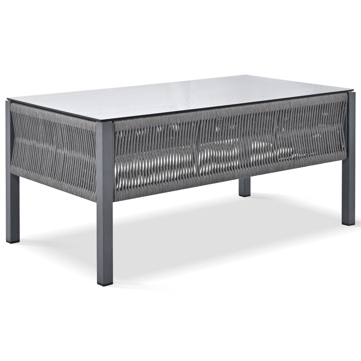 Outdoor Furniture Set with Glass Table & Thick Cushions