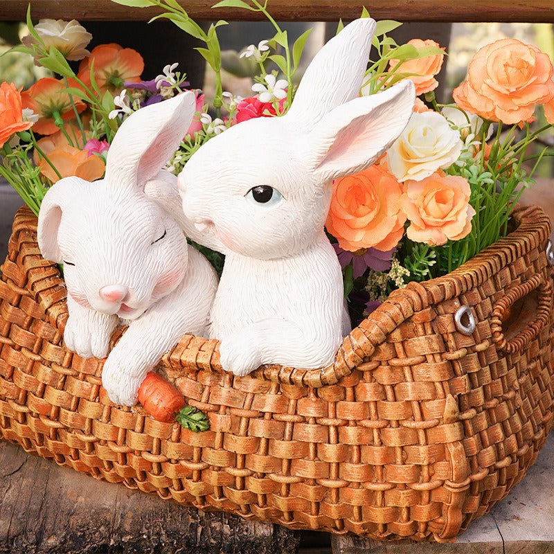 Rabbit Woven Flower Pot Planter for Whimsical Displays