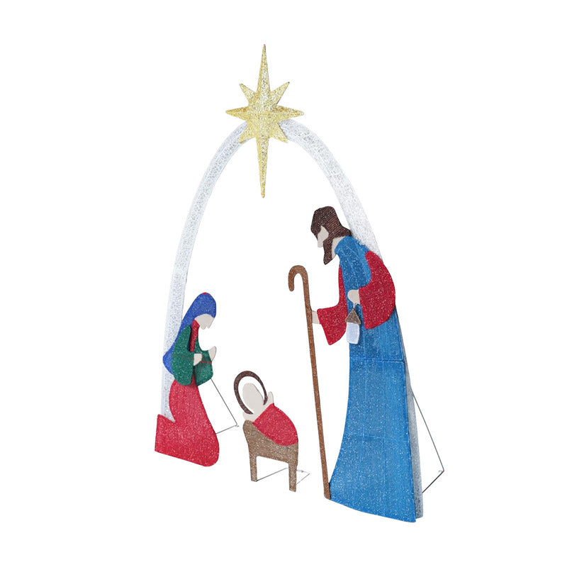 Outdoor Nativity Scene with Copper Wire Christmas Lights