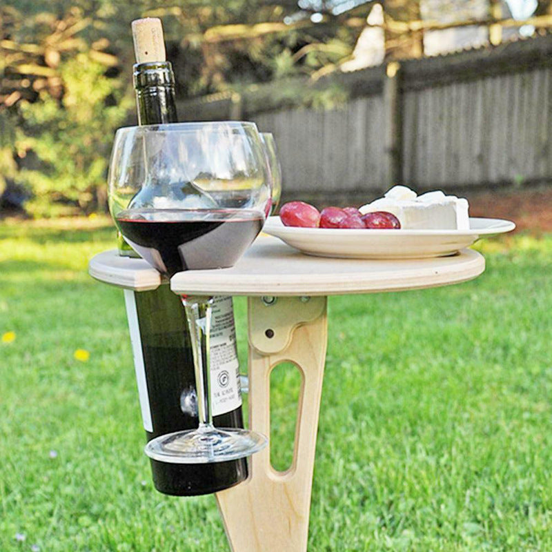 Portable Ground Stake Wine Table for Picnics & Camping