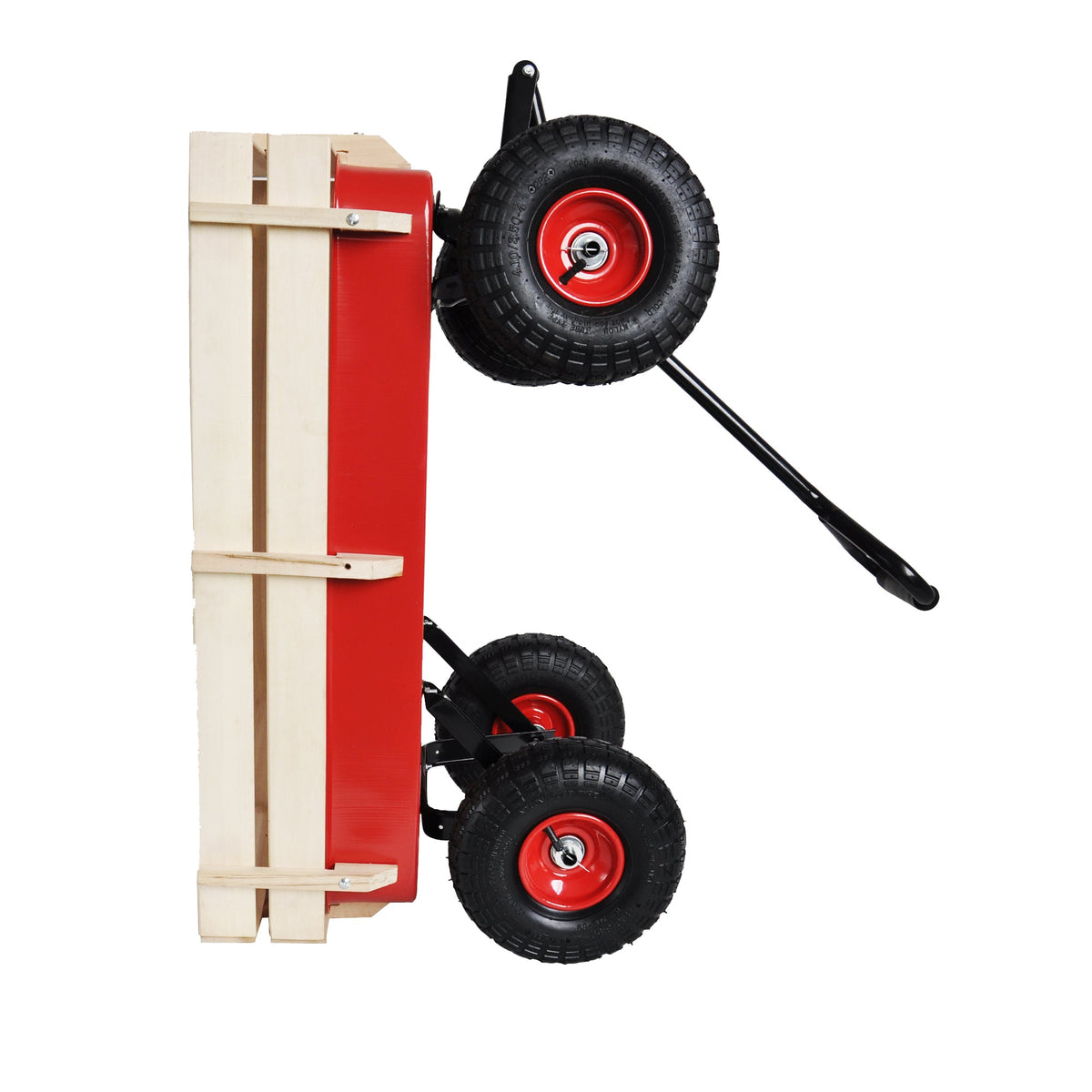 Outdoor Utility Wagon with Large Air Tires & Wood Rails
