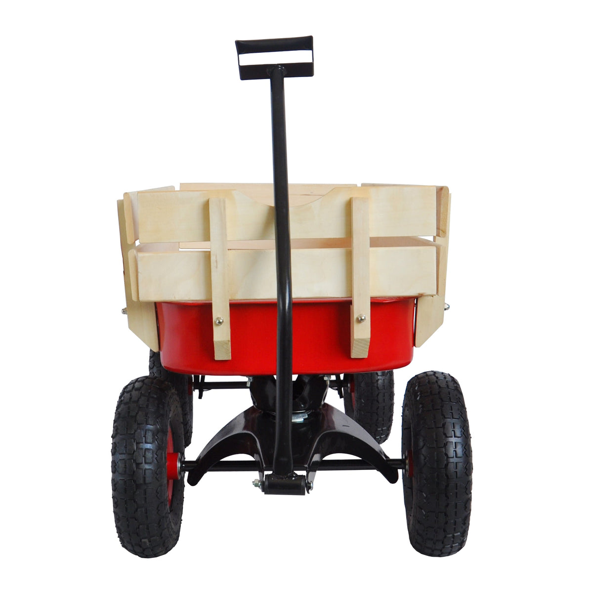 Outdoor Utility Wagon with Large Air Tires & Wood Rails