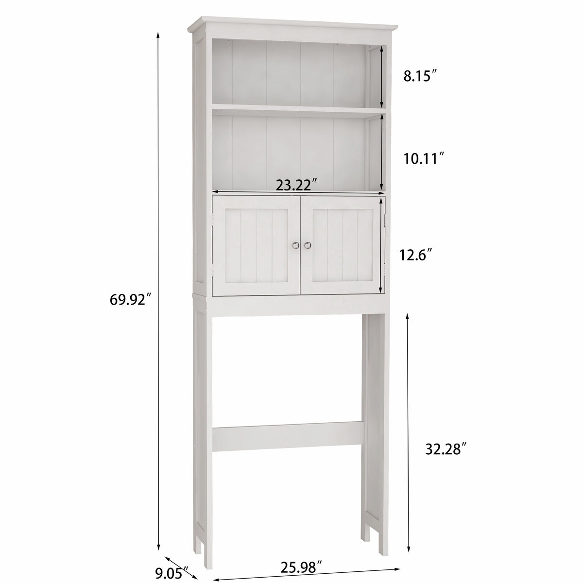 Over the Toilet Storage Cabinet with 2 Doors & Shelves