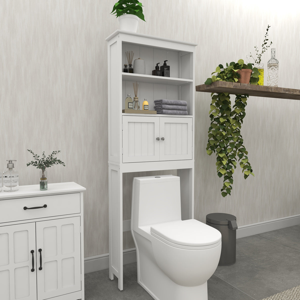 Over the Toilet Storage Cabinet with 2 Doors & Shelves