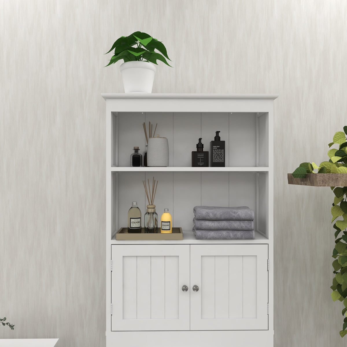 Over the Toilet Storage Cabinet with 2 Doors & Shelves