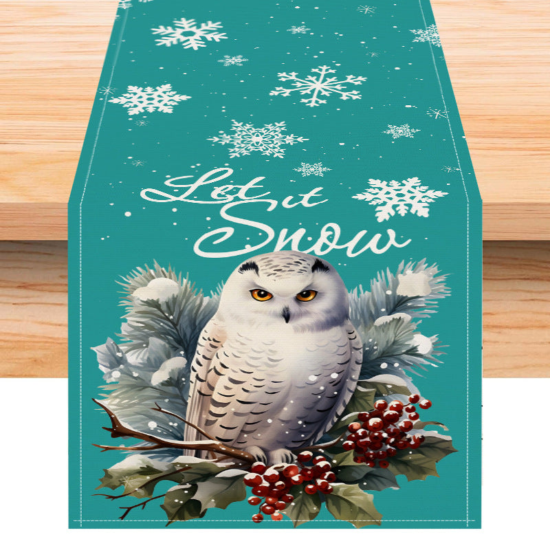 Owl Christmas Table Runner For A Festive Dining Table
