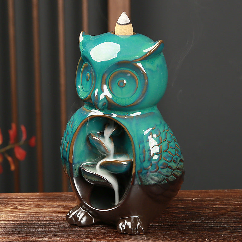 Owl Backflow Incense Burner for Cascading Smoke Decor