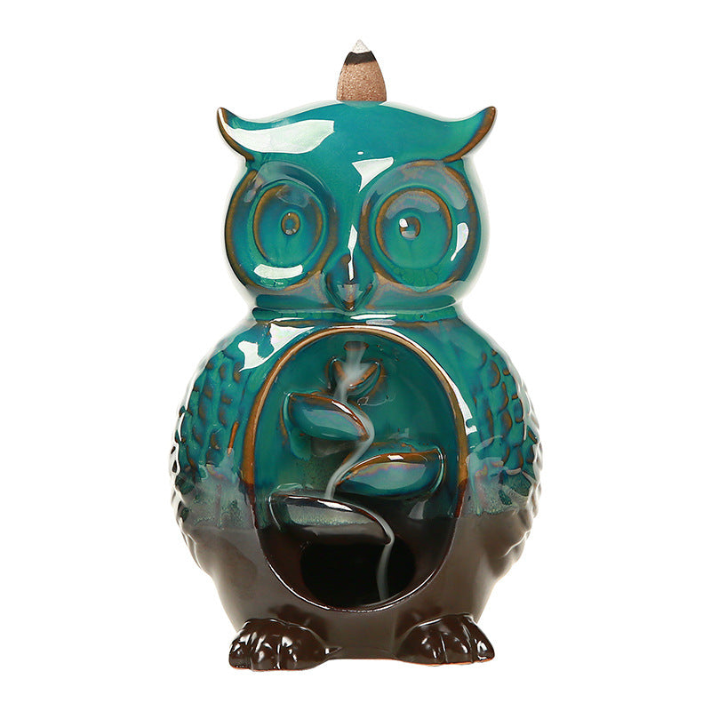 Owl Backflow Incense Burner for Cascading Smoke Decor