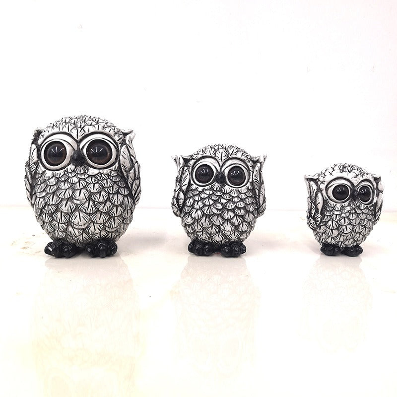 Owl Ornament Set of 3 for Whimsical Shelf Styling