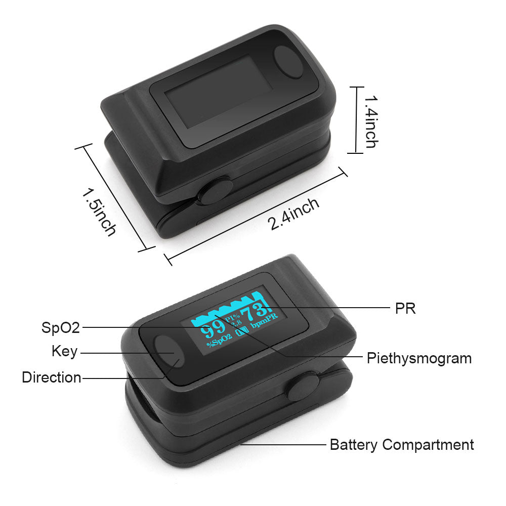 Fingertip Pulse Oximeter with SpO2 & Pulse Display