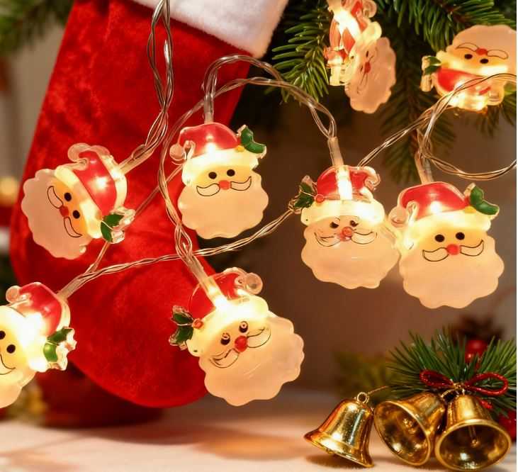 Painted Santa Claus LED String Lights for Christmas Decor