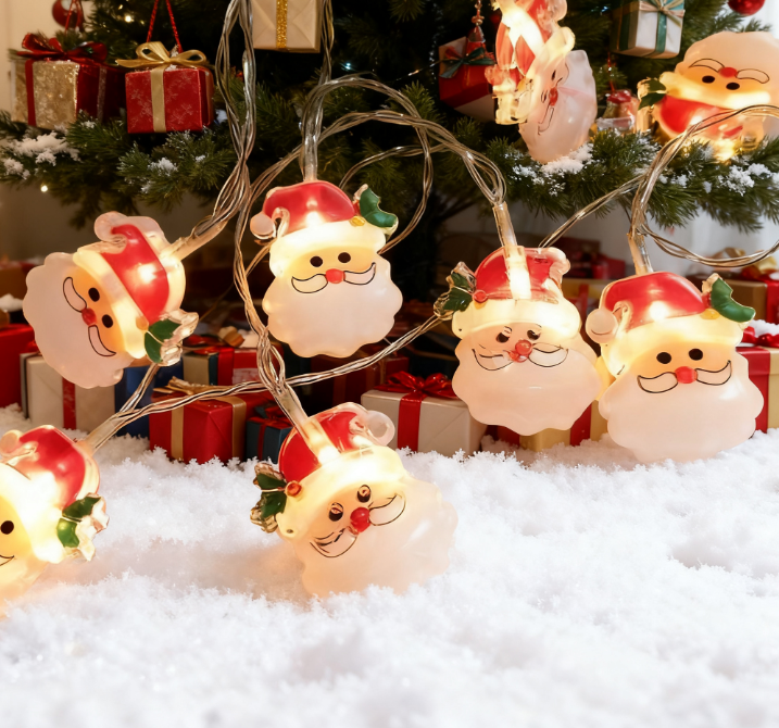 Painted Santa Claus LED String Lights for Christmas Decor