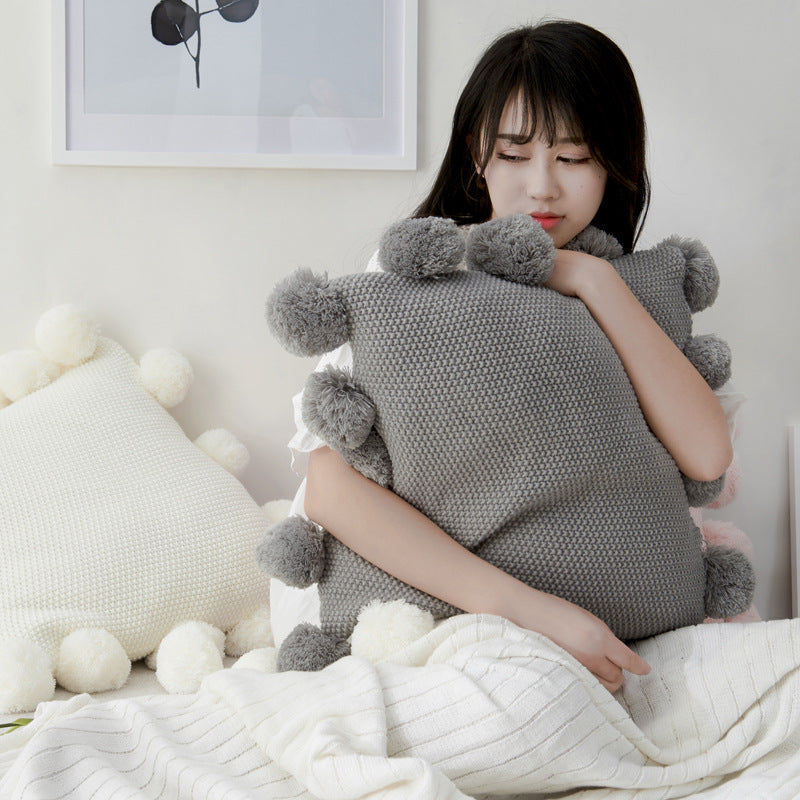 Nordic Pom-Pom Cushion Cover for Cozy Sofa Comfort