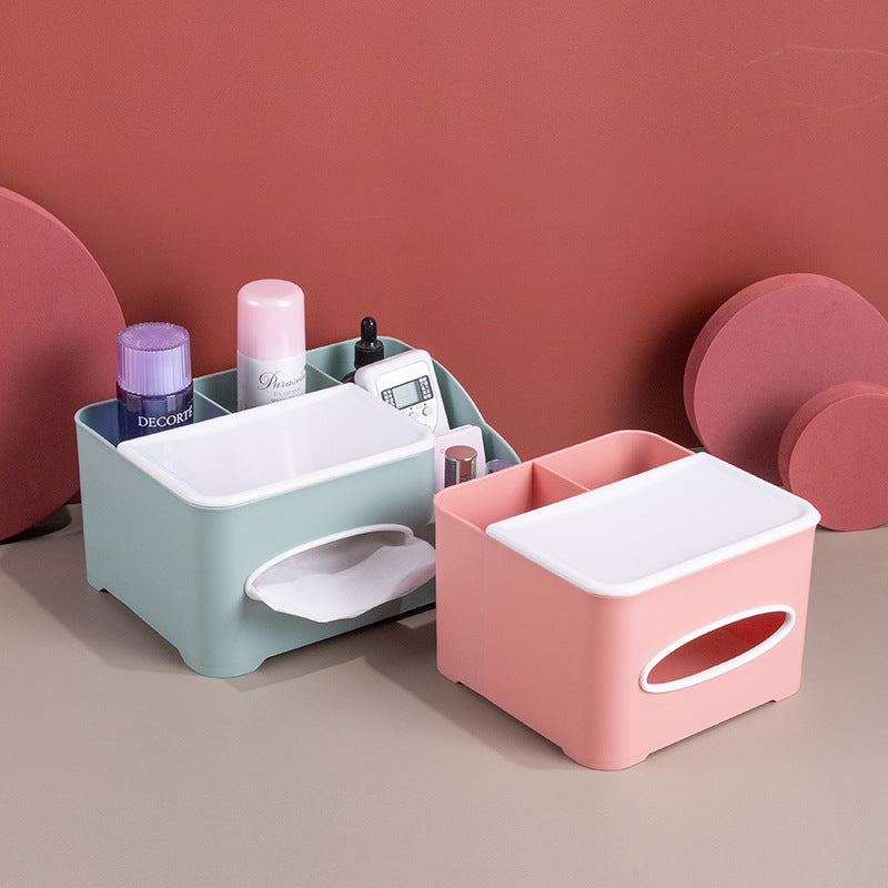 Nordic Tissue Box Holder with Desk Storage Organizer