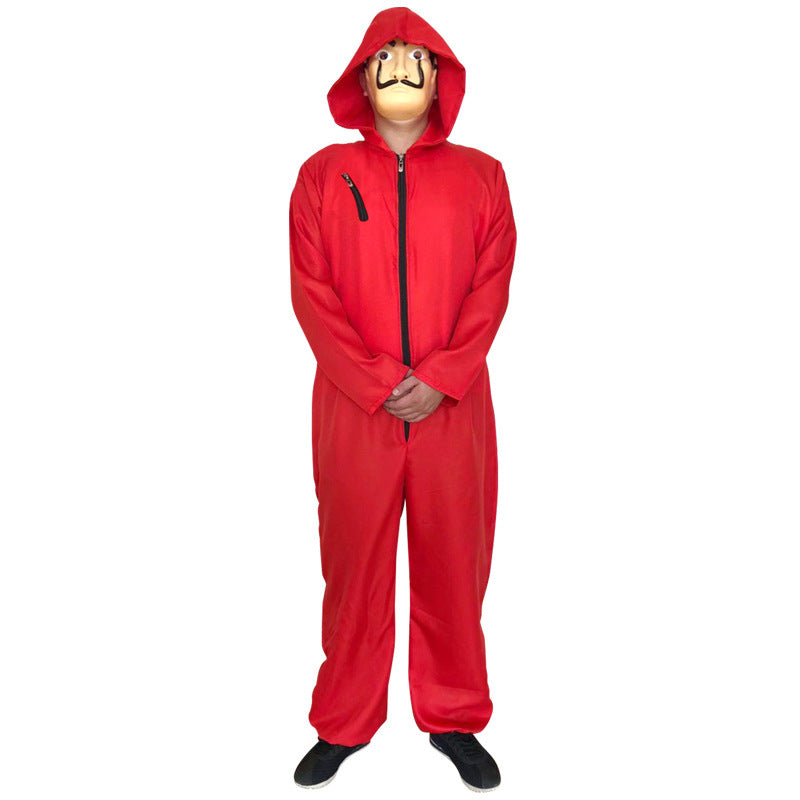 Money Heist Halloween Costume Red Jumpsuit 4-Piece Set
