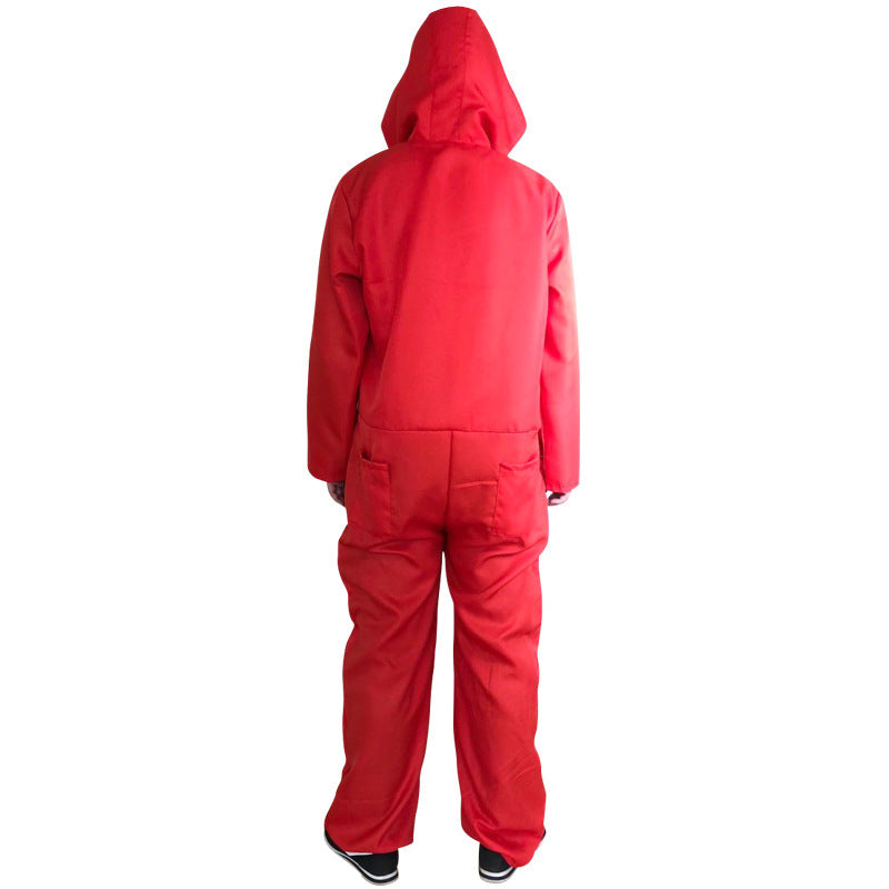 Money Heist Halloween Costume Red Jumpsuit 4-Piece Set