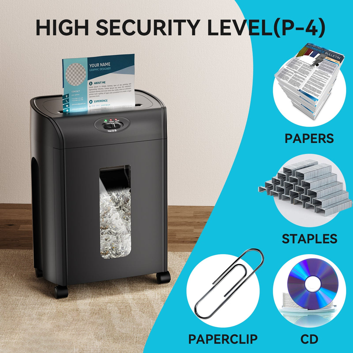 Quiet Paper Shredder, 15-Sheet Cross Cut, 18L Bin
