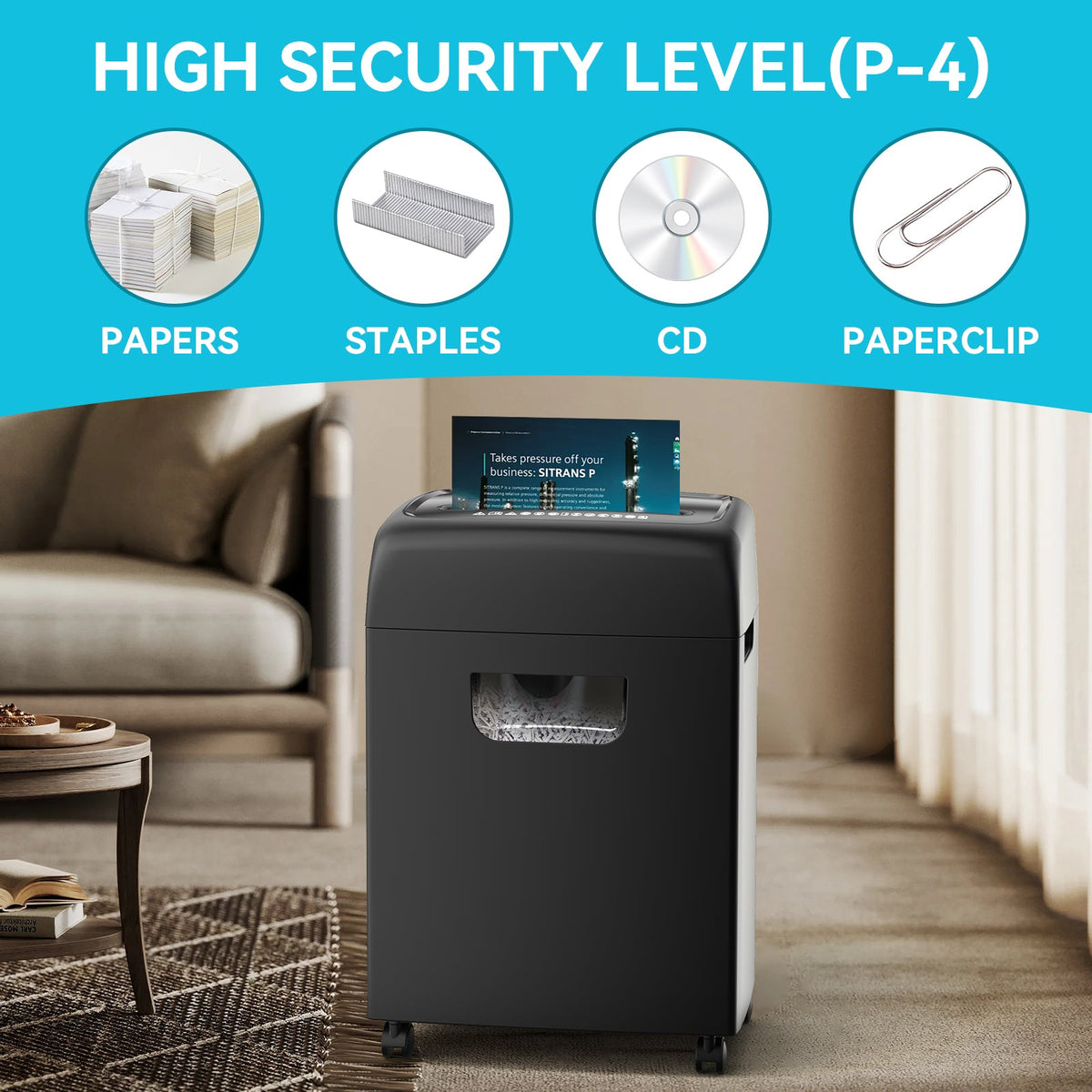Quiet Cross Cut Paper Shredder for Home Office Security