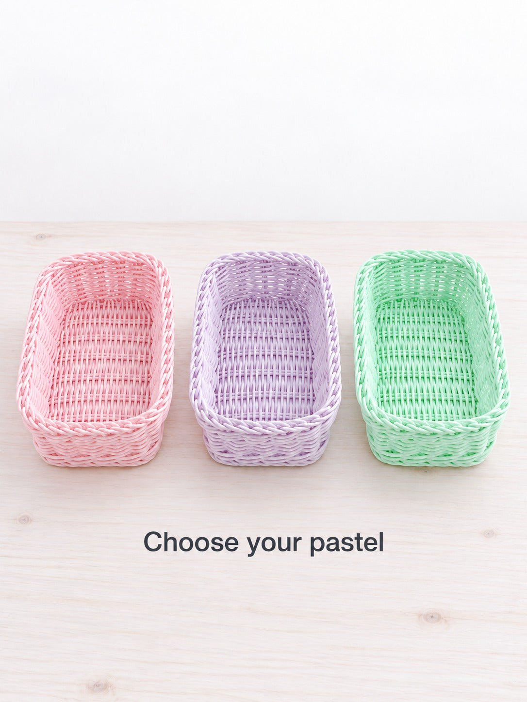 Pastel Woven Desk Storage Basket for Small Items