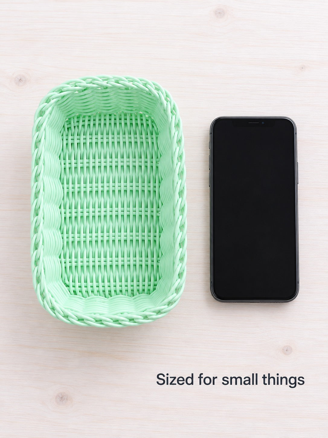 Pastel Woven Desk Storage Basket for Small Items