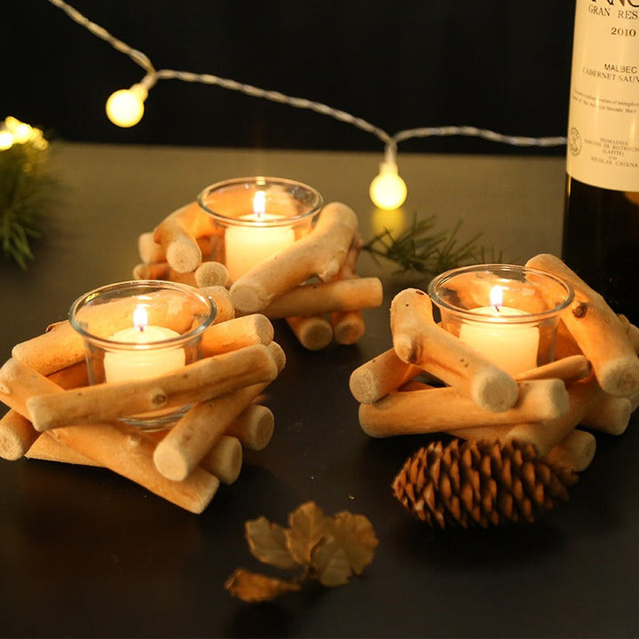 Wood Driftwood Candle Holder for Warm Romantic Glow