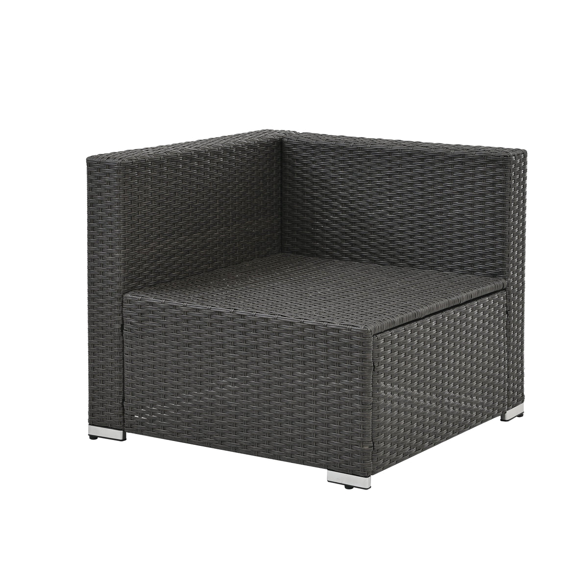 Rattan Patio Sectional Set with Red Cushions & Glass Table