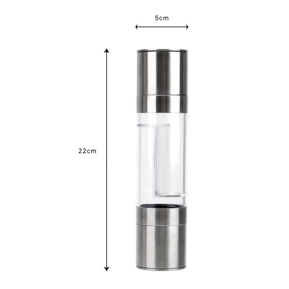Stainless Steel Salt and Pepper Grinder, 2-in-1 Manual Mill