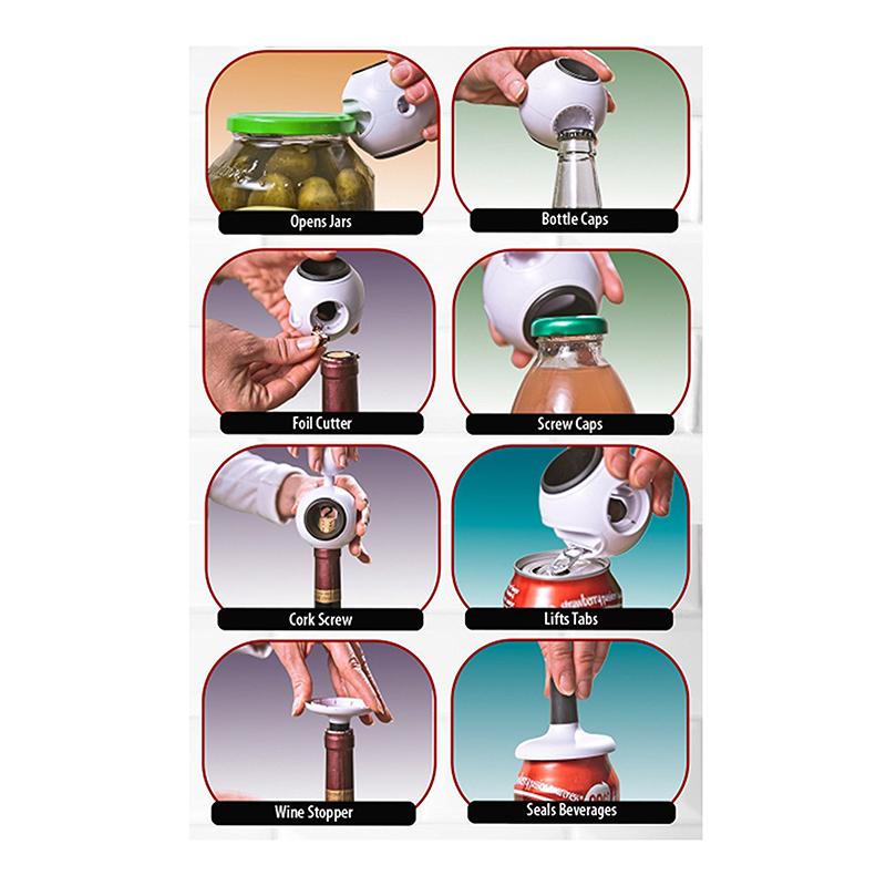 8-in-1 Jar Opener & Wine Tool for Stuck Lids and Caps