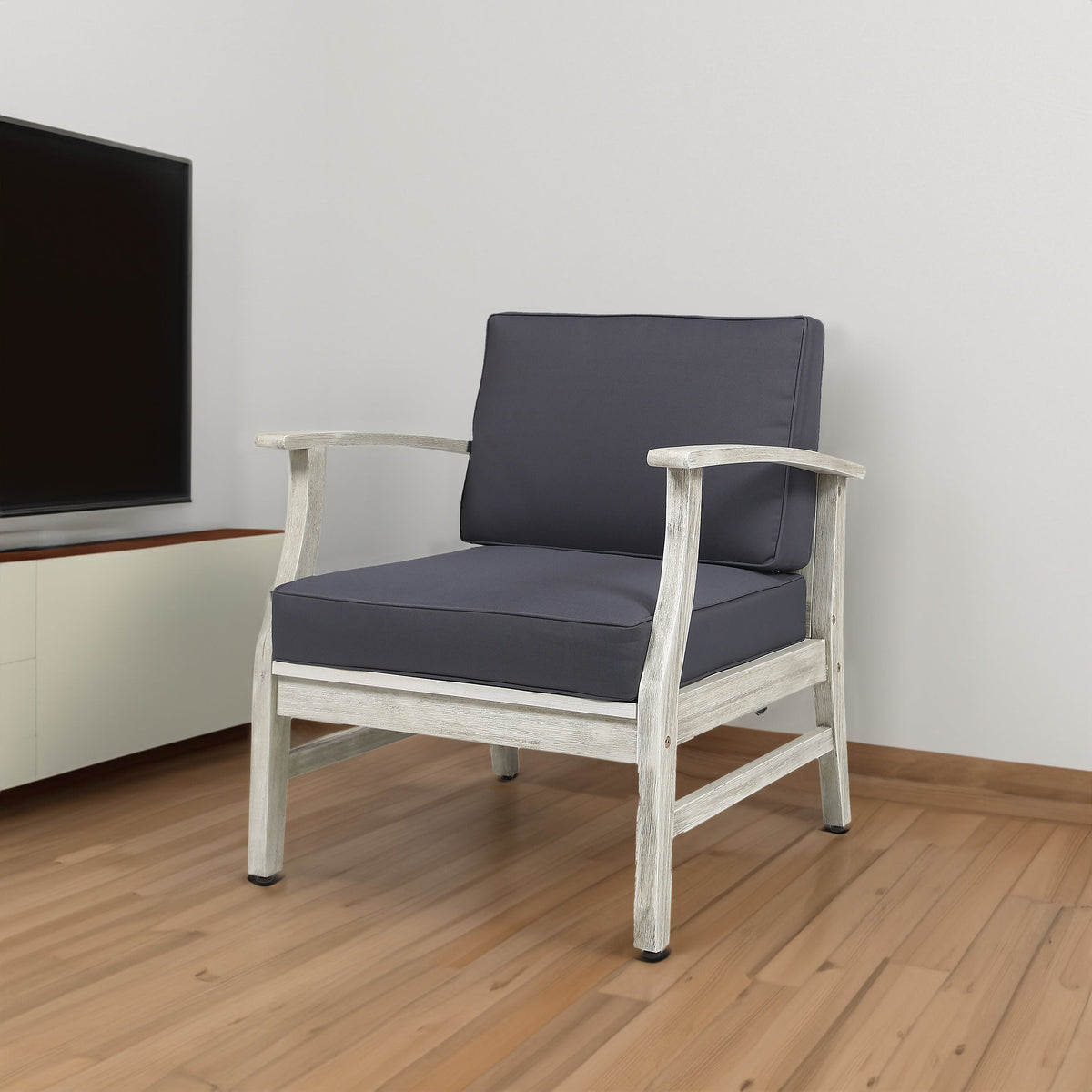 Light Grey Patio Lounge Chair with Deep Cushions
