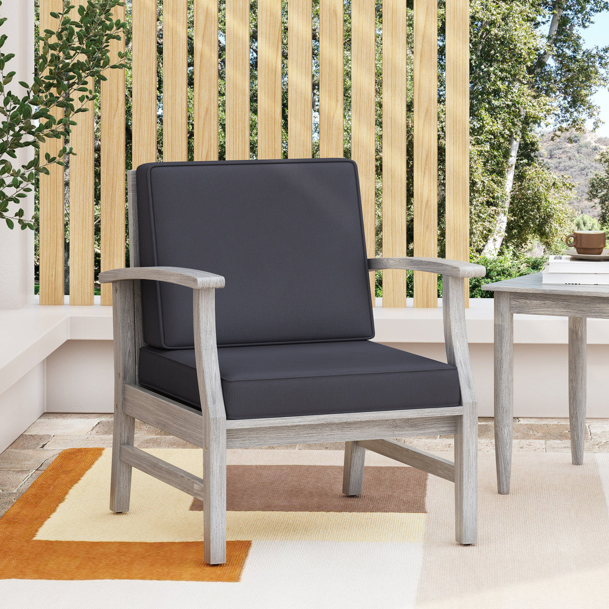 Light Grey Patio Lounge Chair with Deep Cushions