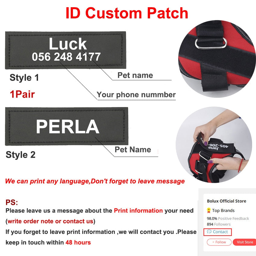 Personalized No-Pull Dog Harness With Reflective ID