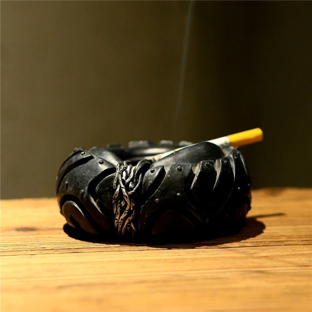 Tire-Shaped Ashtray With Dragon Accent for Desk Decor
