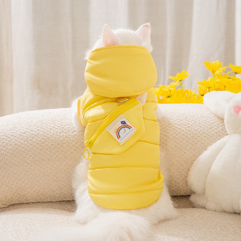 Quilted Pet Coat With Leash Ring For Small Dogs & Cats