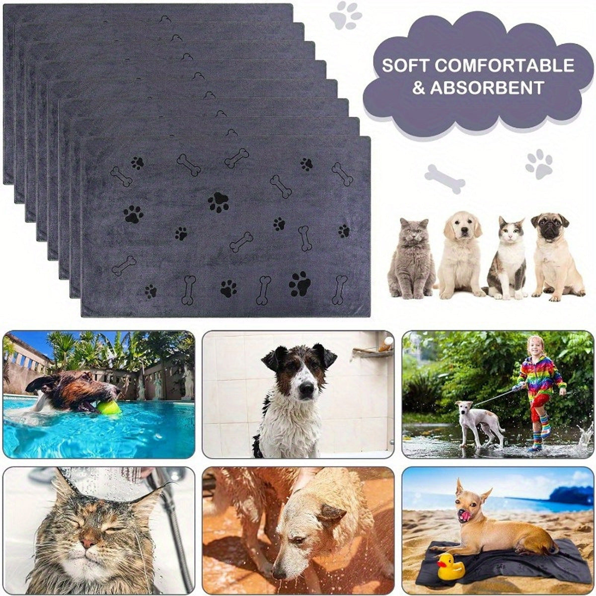 Pet Bath Towel – Soft Quick-Dry Absorbent Coverage