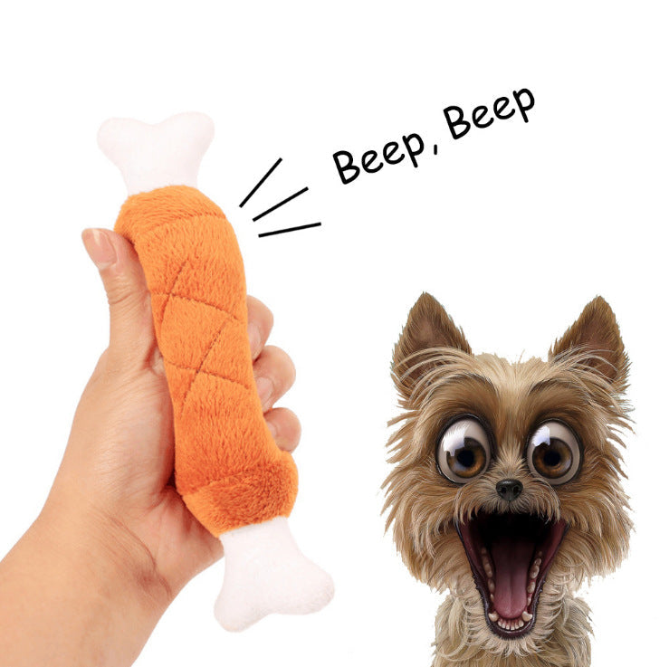 Squeaky Plush Dog Toy Bone for Engaging Indoor Play