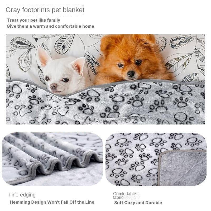 Pet Blanket Warm Cut Flower Footprint Cover Blanket Cat Dog