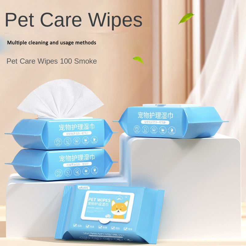 Pet Care Wet Wipes for Dogs & Cats, 100 Soft Sheets
