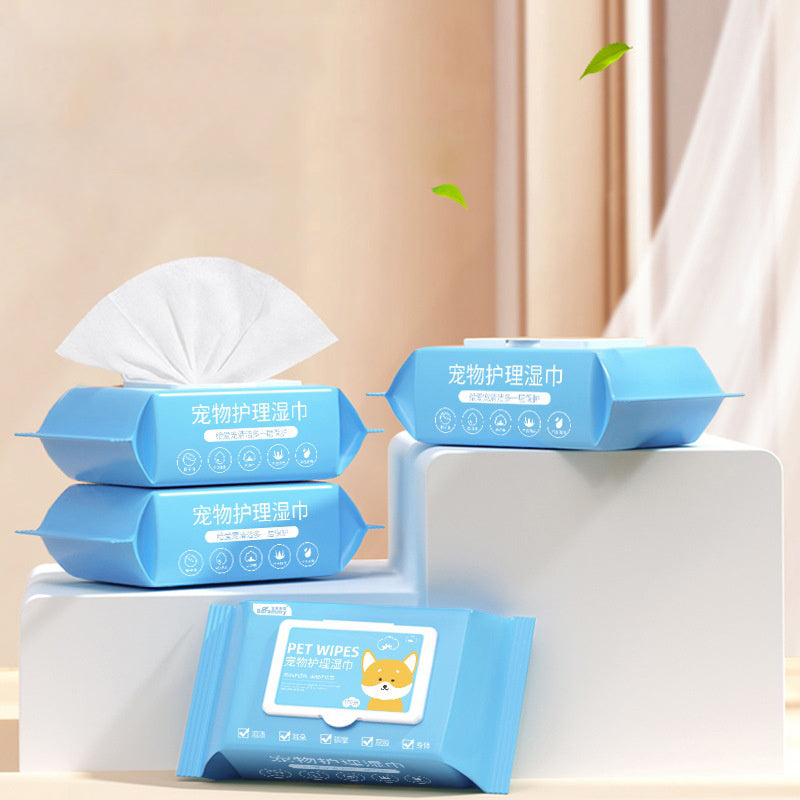 Pet Care Wet Wipes for Dogs & Cats, 100 Soft Sheets