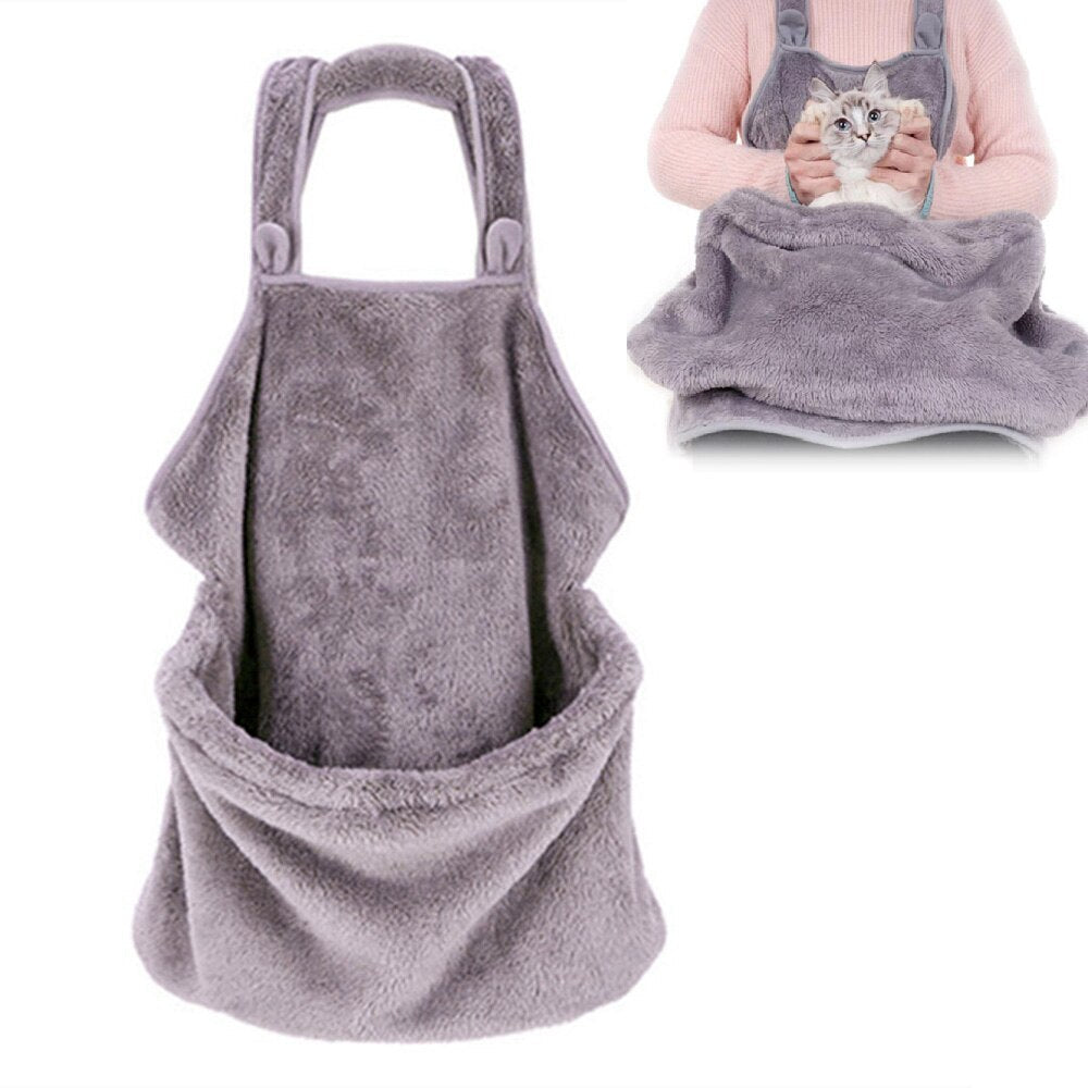 Plush Cat Carrier Apron for Hands-Free Cozy Comfort