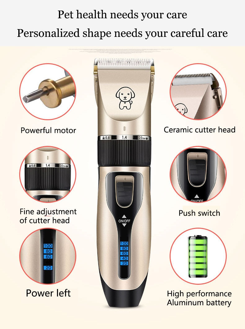 Pet Grooming Clipper Kit with Quiet Ceramic Trimmer